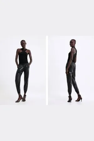 Zara, Pants & Jumpsuits, Zara Extra Long Faux Leather Leggings
