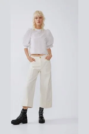 ZARA PASTEL PINK HIGH WAIST WIDE LEG MASCULINE CROSSOVER FRONT CULOTTES  TROUSERS