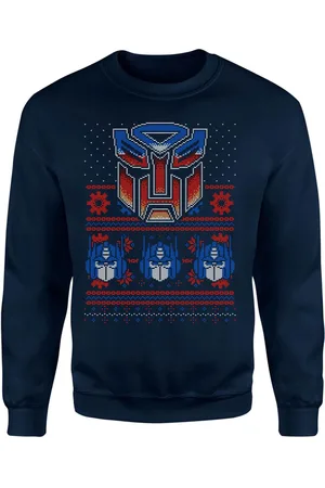 Original Hero Transformers Christmas Autobots Classic Ugly Knit Unisex Christmas Jumper - Navy - S